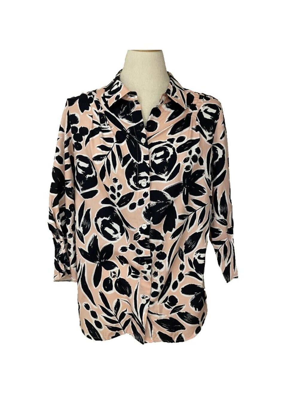 Foxcroft Women's 100% Cotton Blouse Top Size 6 Floral Oversized Cover Up Beach